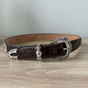 Vintage 1993 Brighton Croc Embossed Belt M42209